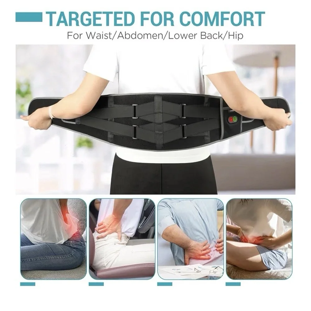 Cordless Heating Pad with Massager for Back Pain Relief, Portable Lower Back ...